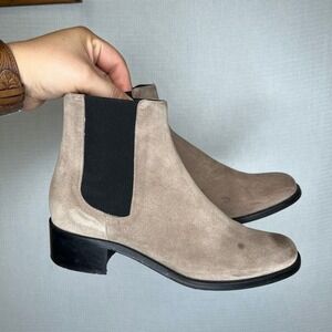 Walin & Wolff Ankle Boots Taupe‎ Suede Leather Chelsea Booties Size 38 Italy